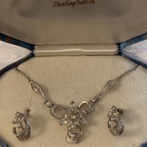Filigree necklace and earrings set in sterling
